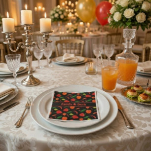 Spicy Chili Pepper Pattern Personalized Party Napkin