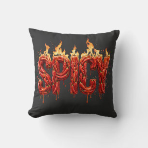 Spicy Chilli Pepper Fire Typography Foodie Hot Sau Cushion