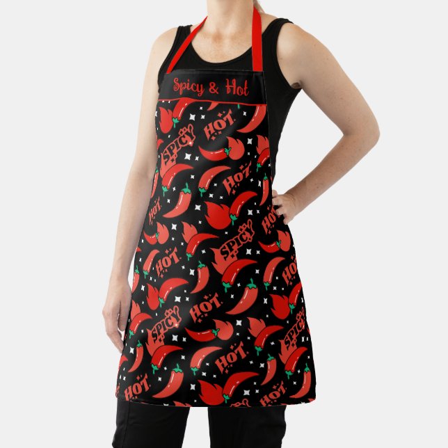 Spicy Chilli Pepper Hot Food Lover Design Apron (Insitu)