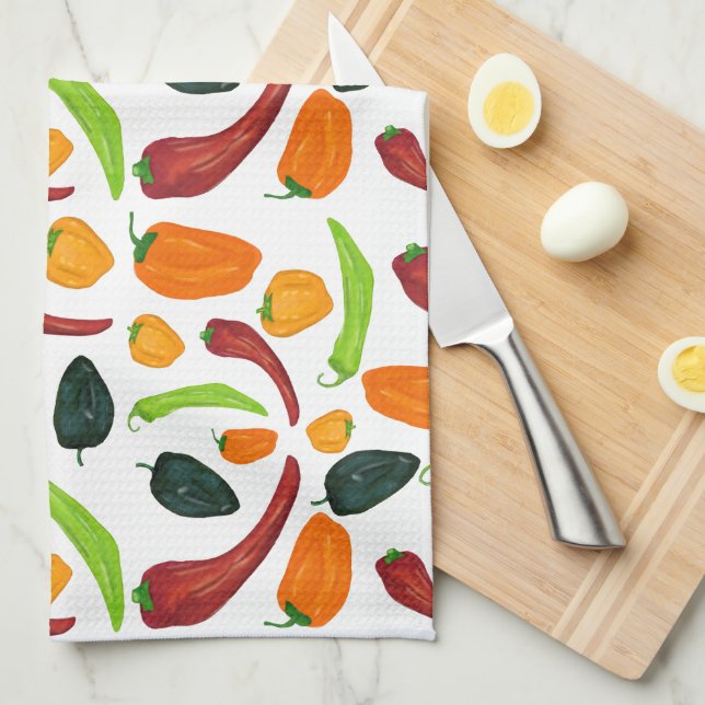 Spicy Chilli Pepper Southwestern Kitchen Towel (Quarter Fold)