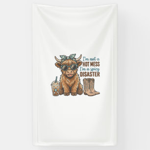 Spicy Disaster Highland Cow Coffee Western Shirt D Banner