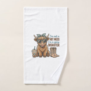 Spicy Disaster Highland Cow Coffee Western Shirt D Hand Towel