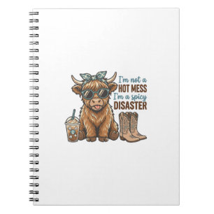 Spicy Disaster Highland Cow Coffee Western Shirt D Notebook