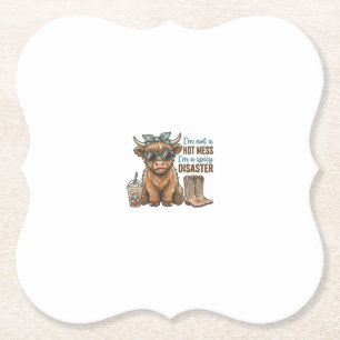 Spicy Disaster Highland Cow Coffee Western Shirt D Paper Coaster