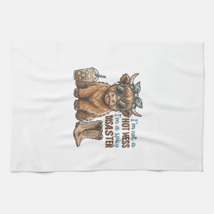 Spicy Disaster Highland Cow Coffee Western Shirt D Tea Towel