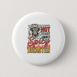 Spicy Disaster Highland Cow Vintage Western Shirt 6 Cm Round Badge