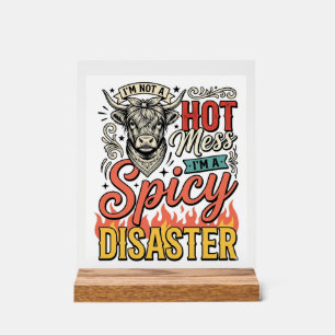 Spicy Disaster Highland Cow Vintage Western Shirt Acrylic Sign