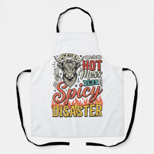 Spicy Disaster Highland Cow Vintage Western Shirt Apron