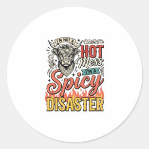 Spicy Disaster Highland Cow Vintage Western Shirt  Classic Round Sticker