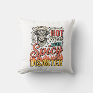 Spicy Disaster Highland Cow Vintage Western Shirt Cushion