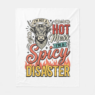 Spicy Disaster Highland Cow Vintage Western Shirt Fleece Blanket