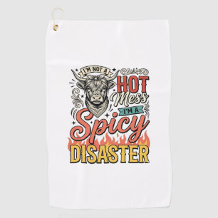 Spicy Disaster Highland Cow Vintage Western Shirt Golf Towel
