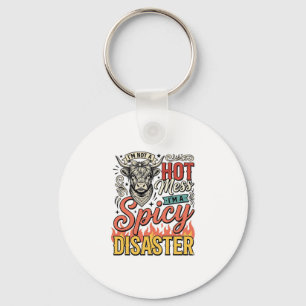Spicy Disaster Highland Cow Vintage Western Shirt Key Ring