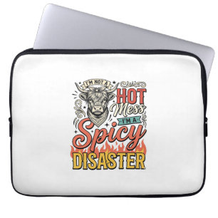 Spicy Disaster Highland Cow Vintage Western Shirt Laptop Sleeve