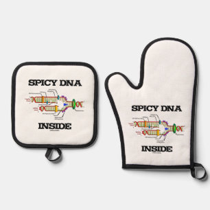 Spicy DNA Inside Molecular Biology Geek Humour Oven Mitt & Pot Holder Set
