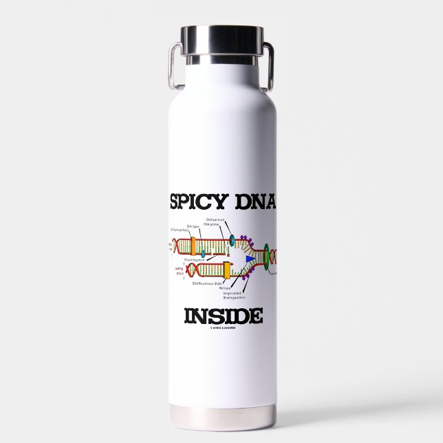 Spicy DNA Inside Molecular Biology Geek Humour Water Bottle (Front)