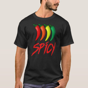 Spicy Fun Hot Chilli Sauce Peppers Spicy Food T-Shirt