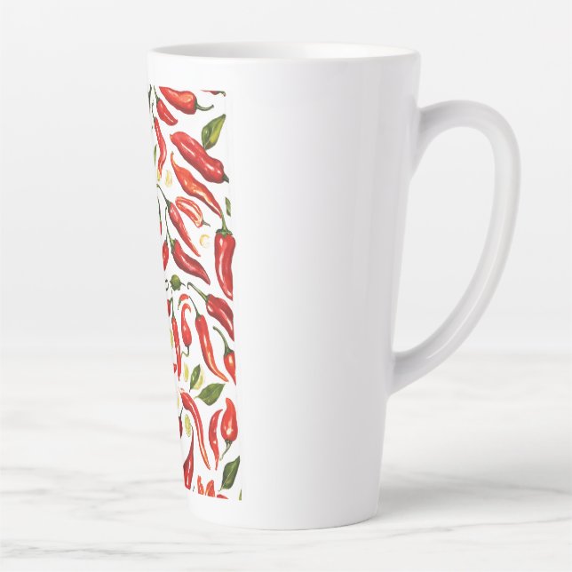 Spicy Heat: Fiery Thai Chilis Illustration Sheet Latte Mug (Right)
