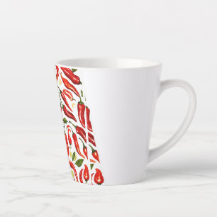 Spicy Heat: Fiery Thai Chilis Illustration Sheet Latte Mug