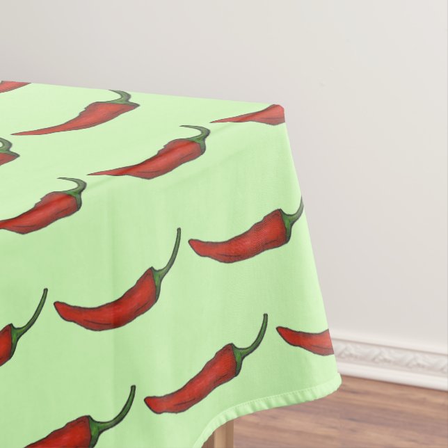 Spicy Hot Chilli Chile Red Pepper Foodie Print Tablecloth (In Situ)