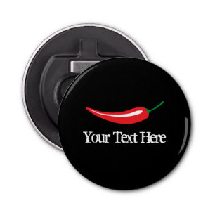 Spicy hot red chilli pepper round bottle opener