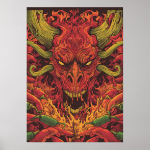 Spicy Hot Sauce Label Design - Customisable and St Poster