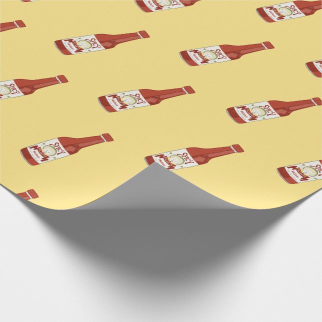 Spicy! Hot Sauce Salsa Yellow Wrapping Paper (Corner)