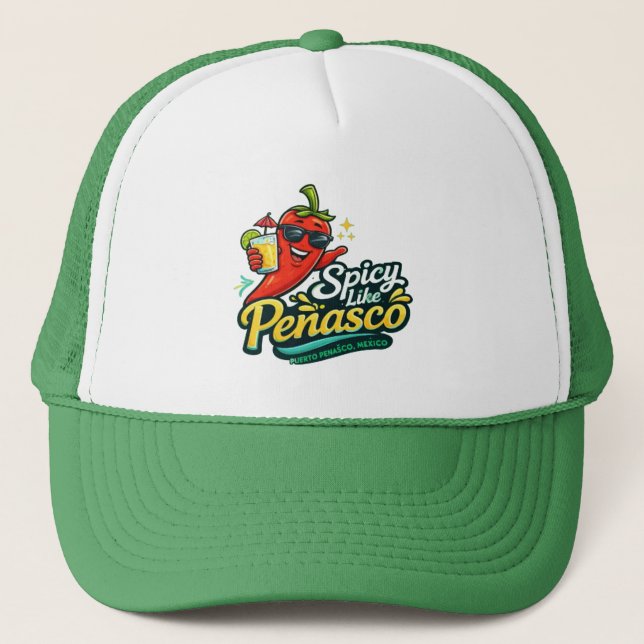 Spicy Like Peñasco Shirt – Funny Chilli Pepper Roc Trucker Hat (Front)