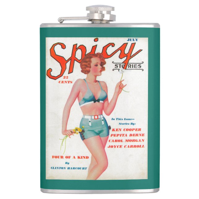 Spicy Magazine Cover Hip Flask (Front)