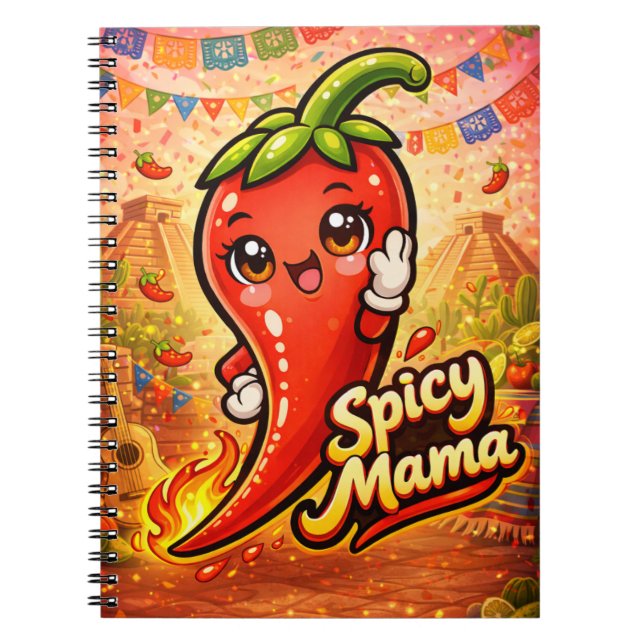 Spicy Mama - Hot Stuff - Foodie Fiends Notebook (Front)