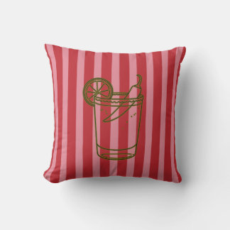 Spicy Margarita Pink Red Stripes Bar Cart Decor Cushion