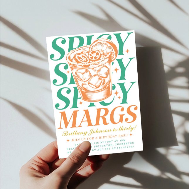 Spicy Margs Modern Bright Margarita 30th Birthday Invitation (Creator Uploaded)