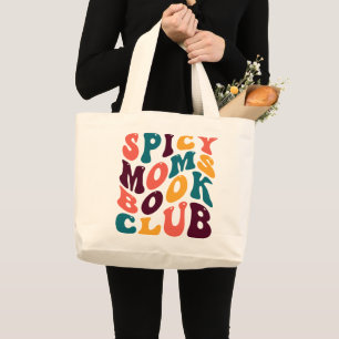 Spicy Moms Club Souvenir Retro Style Groovy Large Tote Bag