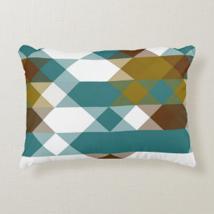 spicy mustard, faded jade, white and nutmeg  decorative cushion