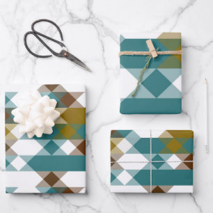 spicy mustard, faded jade, white and nutmeg wrapping paper sheet