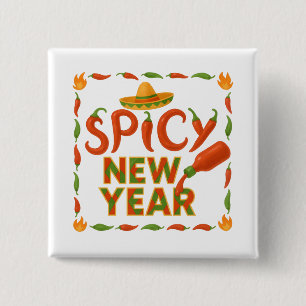 Spicy New Year 15 Cm Square Badge