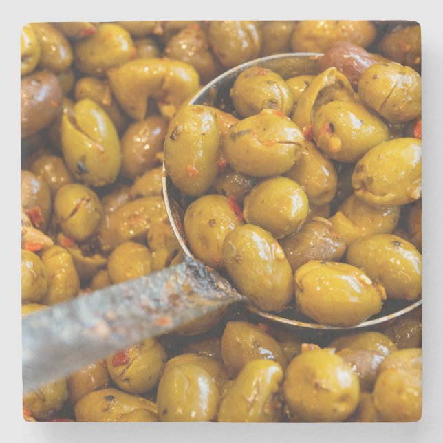 Spicy Nocellara Etnea olives Stone Coaster (Front)