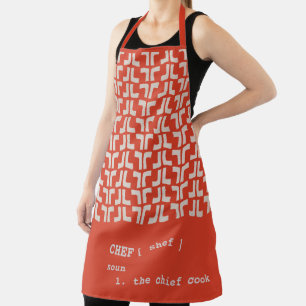 spicy orange CHEF Mud Cloth Tribal Africa Pattern Apron