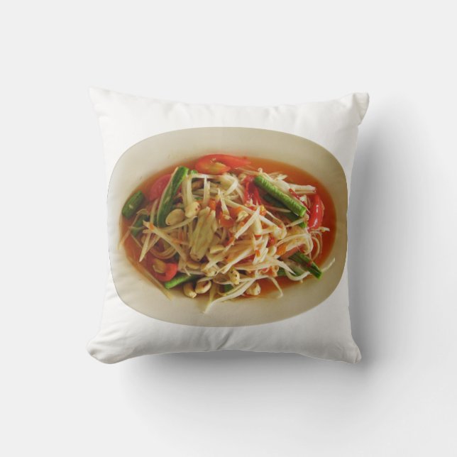 Spicy Papaya Salad [Som Tam] ... Thai Lao Food Cushion (Front)