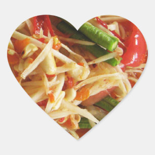 Spicy Papaya Salad [Som Tam] ... Thai Lao Food Heart Sticker