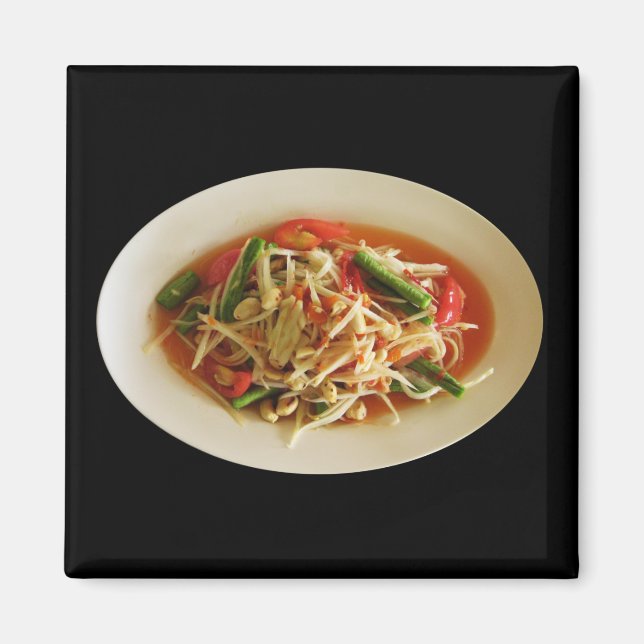 Spicy Papaya Salad [Som Tam] ... Thai Lao Food Magnet (Front)