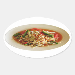 Spicy Papaya Salad [Som Tam] ... Thai Lao Food Oval Sticker