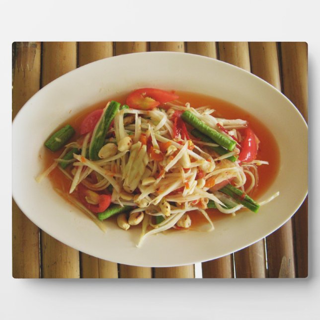 Spicy Papaya Salad [Som Tam] ... Thai Lao Food Plaque (Front)
