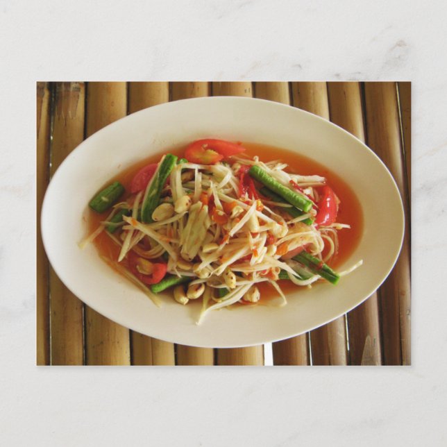 Spicy Papaya Salad [Som Tam] ... Thai Lao Food Postcard (Front)