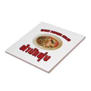 Spicy Papaya Salad [Tam Mak Hung] Isaan Dialect Tile