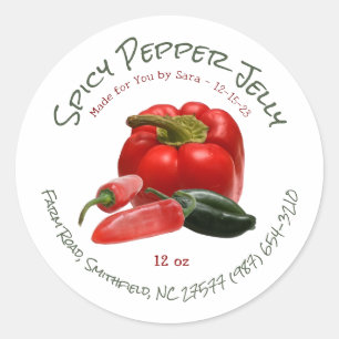 Spicy Pepper Jelly with Red and Green Peppers Classic Round Sticker