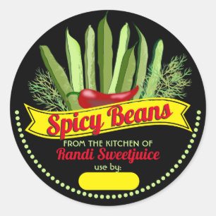 Spicy pickled green beans personalised canning cla classic round sticker
