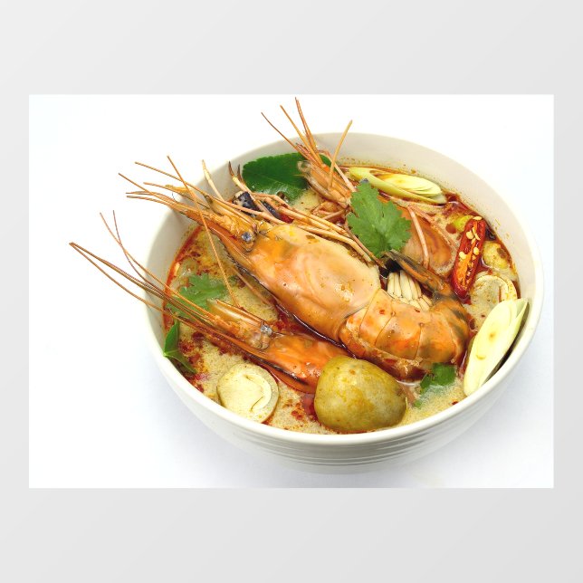 Spicy Prawn Soup Hot Sour Soup Thai Restaurant Window Cling (Sheet)