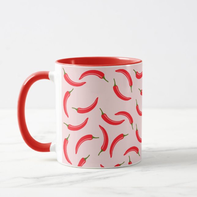 Spicy Red Chilli Pattern Mug (Left)