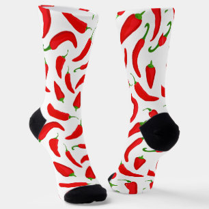 Spicy Red Chilli Pepper Pattern Socks